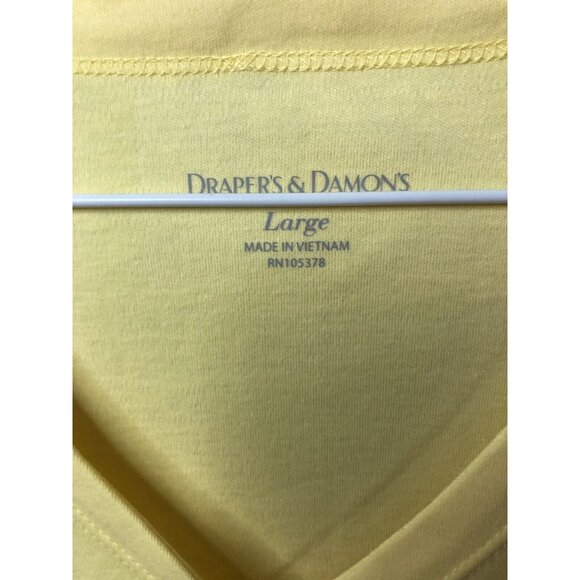 Drapers & Damons Womens Shirt Size Large Yellow Short Sleeves Button Accent - Picture 4 of 6